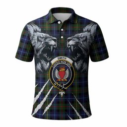 Smith Tartan Crest Polo Shirt Ferocious Lion Style