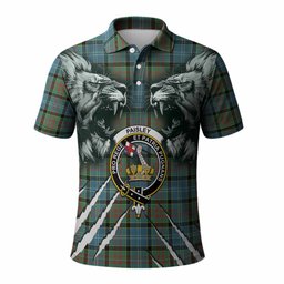 Paisley Tartan Crest Polo Shirt Ferocious Lion Style