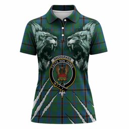Snodgrass Tartan Crest Women Polo Shirt Ferocious Lion Style