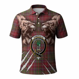 Somerville Tartan Crest Polo Shirt Ferocious Lion Style