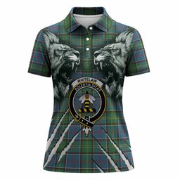 Whitelaw Tartan Crest Women Polo Shirt Ferocious Lion Style