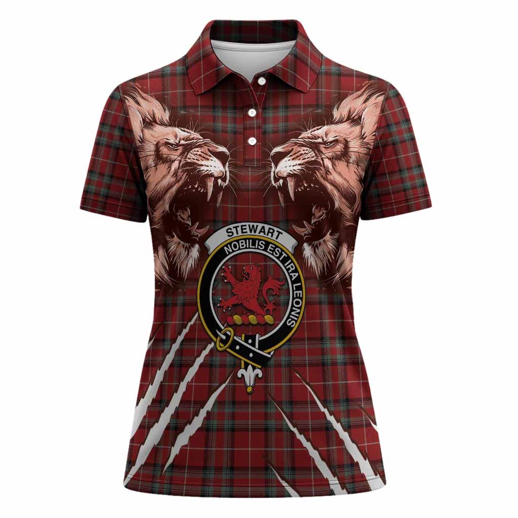 Stewart (Stuart) of Bute Tartan Crest Women Polo Shirt Ferocious Lion Style