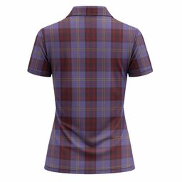 Rutherford Tartan Crest Women Polo Shirt Ferocious Lion Style