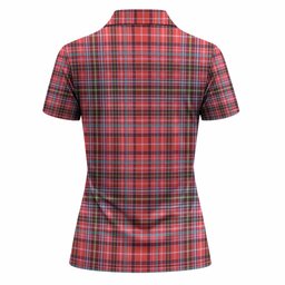 Straiton Tartan Crest Women Polo Shirt Ferocious Lion Style