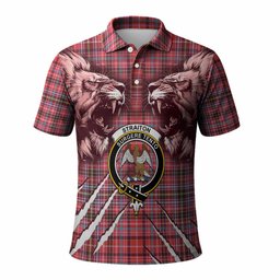 Straiton Tartan Crest Polo Shirt Ferocious Lion Style
