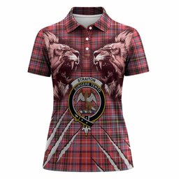 Straiton Tartan Crest Women Polo Shirt Ferocious Lion Style