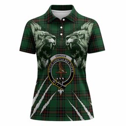 Orrock Tartan Crest Women Polo Shirt Ferocious Lion Style