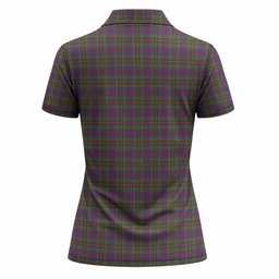 Wood Tartan Crest Women Polo Shirt Ferocious Lion Style