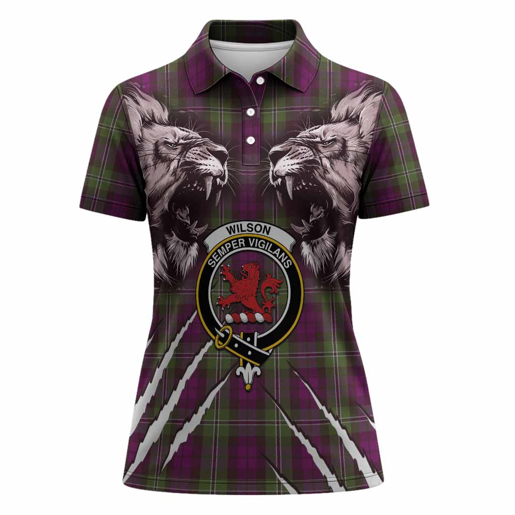 Wilson Tartan Crest Women Polo Shirt Ferocious Lion Style