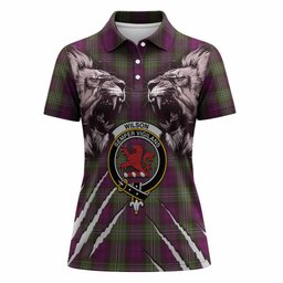 Wilson Tartan Crest Women Polo Shirt Ferocious Lion Style