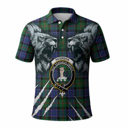 Paterson Tartan Crest Polo Shirt Ferocious Lion Style