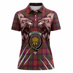 Wauchope Tartan Crest Women Polo Shirt Ferocious Lion Style