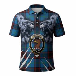 Wedderburn Tartan Crest Polo Shirt Ferocious Lion Style