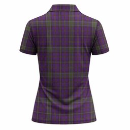 Weir Tartan Crest Women Polo Shirt Ferocious Lion Style