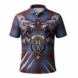 Preston Tartan Crest Polo Shirt Ferocious Lion Style