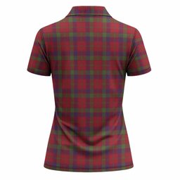 Robertson Tartan Crest Women Polo Shirt Ferocious Lion Style