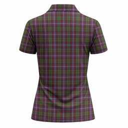 Russell Tartan Crest Women Polo Shirt Ferocious Lion Style