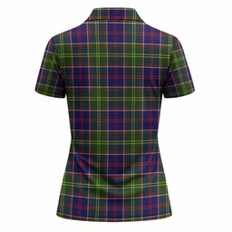 Whitefoord Tartan Crest Women Polo Shirt Ferocious Lion Style