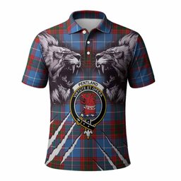 Pentland Tartan Crest Polo Shirt Ferocious Lion Style