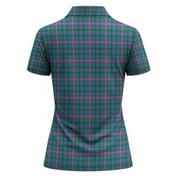 Pitcairn Tartan Crest Women Polo Shirt Ferocious Lion Style