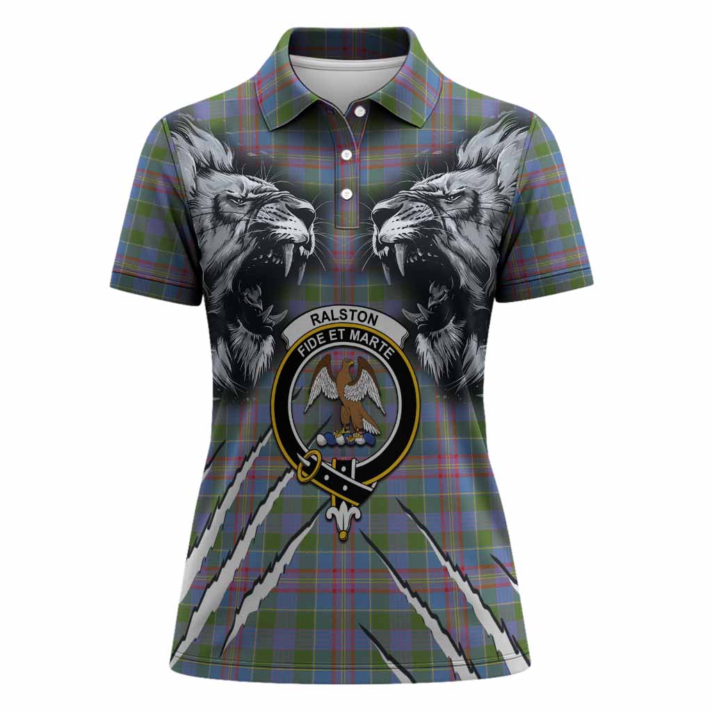 Ralston Tartan Crest Women Polo Shirt Ferocious Lion Style