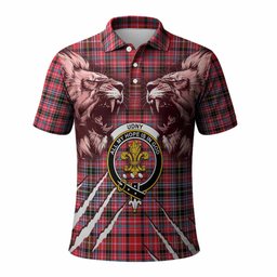 Udny Tartan Crest Polo Shirt Ferocious Lion Style