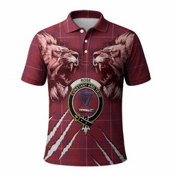 Rose Tartan Crest Polo Shirt Ferocious Lion Style
