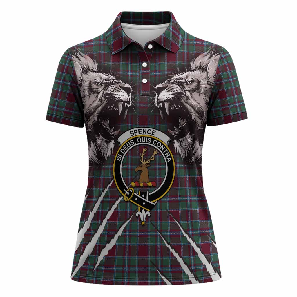 Spence (Spens) Tartan Crest Women Polo Shirt Ferocious Lion Style