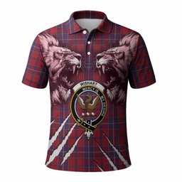 Wishart Tartan Crest Polo Shirt Ferocious Lion Style