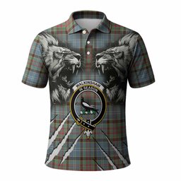 Walkinshaw Tartan Crest Polo Shirt Ferocious Lion Style