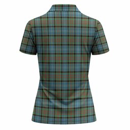 Brisbane Tartan Crest Women Polo Shirt Ferocious Lion Style
