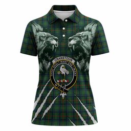 Cranstoun (Cranston) Tartan Crest Women Polo Shirt Ferocious Lion Style