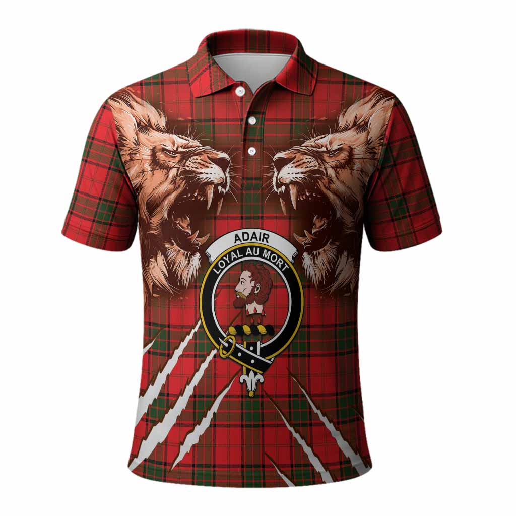 Adair Tartan Crest Polo Shirt Ferocious Lion Style