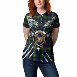 Baillie (Bailey) Tartan Crest Women Polo Shirt Ferocious Lion Style