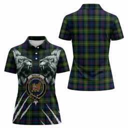 Baillie (Bailey) Tartan Crest Women Polo Shirt Ferocious Lion Style