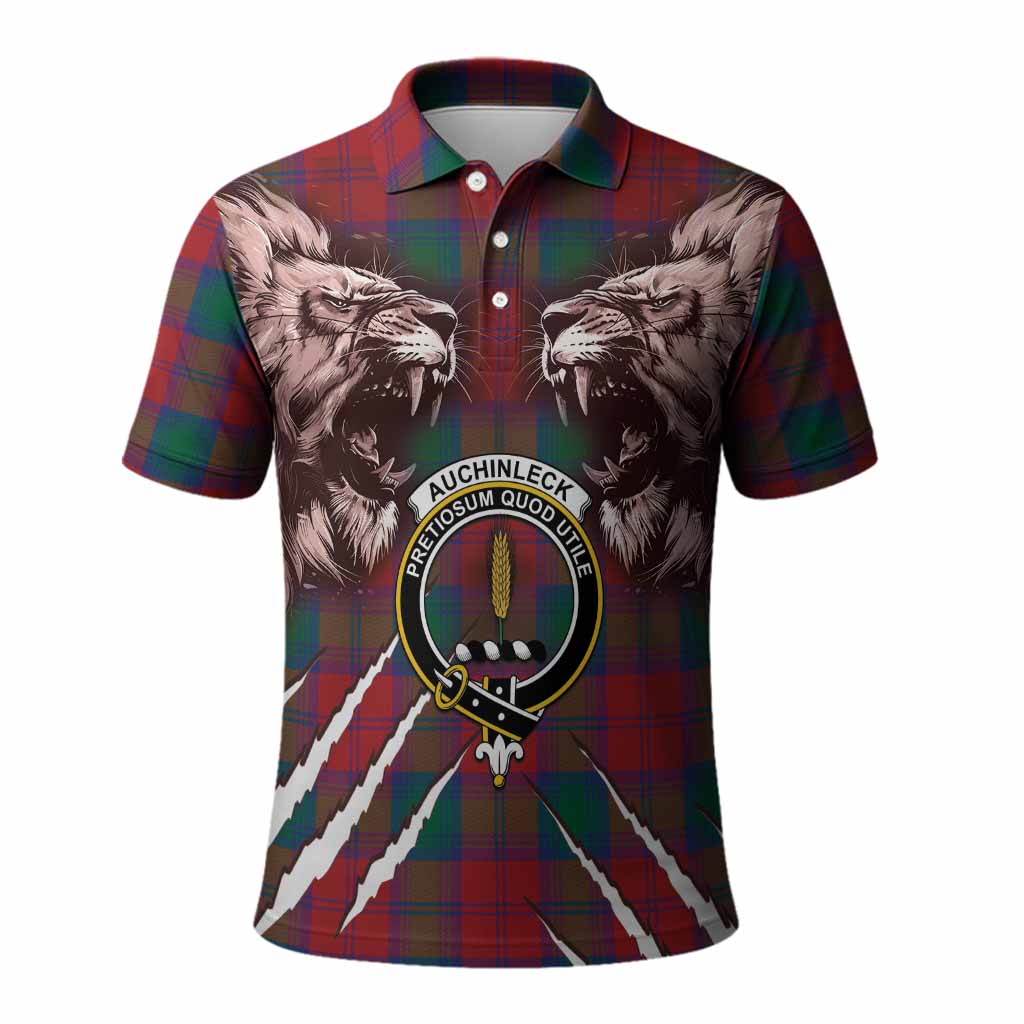 Auchinleck (Affleck) Tartan Crest Polo Shirt Ferocious Lion Style