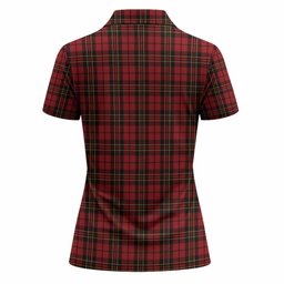 Brodie Tartan Crest Women Polo Shirt Ferocious Lion Style