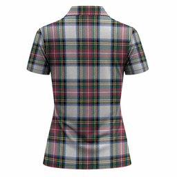 Dennistoun Tartan Crest Women Polo Shirt Ferocious Lion Style
