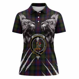 MacLennan (McLennan) Tartan Crest Women Polo Shirt Ferocious Lion Style