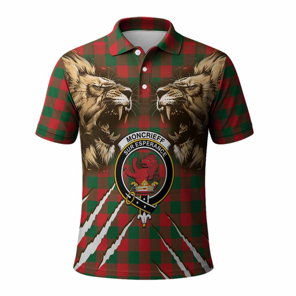 Moncrieff (Moncreiffe) Tartan Crest Polo Shirt Ferocious Lion Style