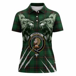Kirkaldy Tartan Crest Women Polo Shirt Ferocious Lion Style