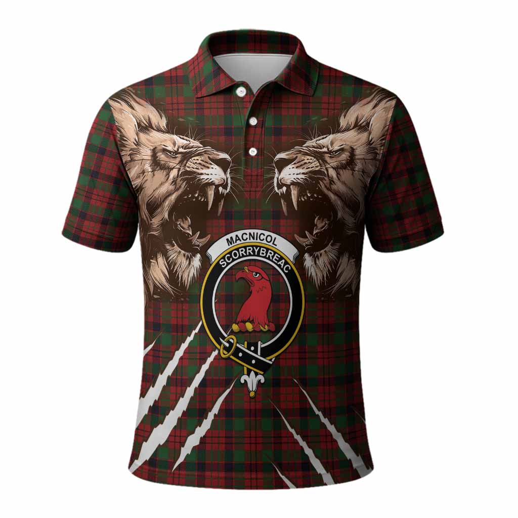 MacNicol (McNicol) Tartan Crest Polo Shirt Ferocious Lion Style