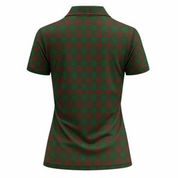Menzies Tartan Crest Women Polo Shirt Ferocious Lion Style
