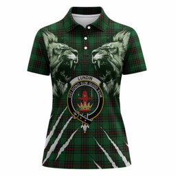 Lundin Tartan Crest Women Polo Shirt Ferocious Lion Style
