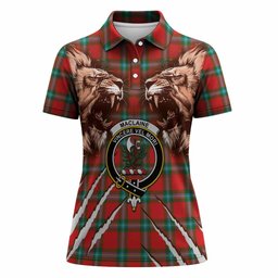 MacLaine (McLaine) Tartan Crest Women Polo Shirt Ferocious Lion Style