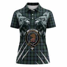 Melville Tartan Crest Women Polo Shirt Ferocious Lion Style