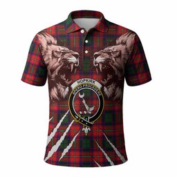 Hopkirk Tartan Crest Polo Shirt Ferocious Lion Style