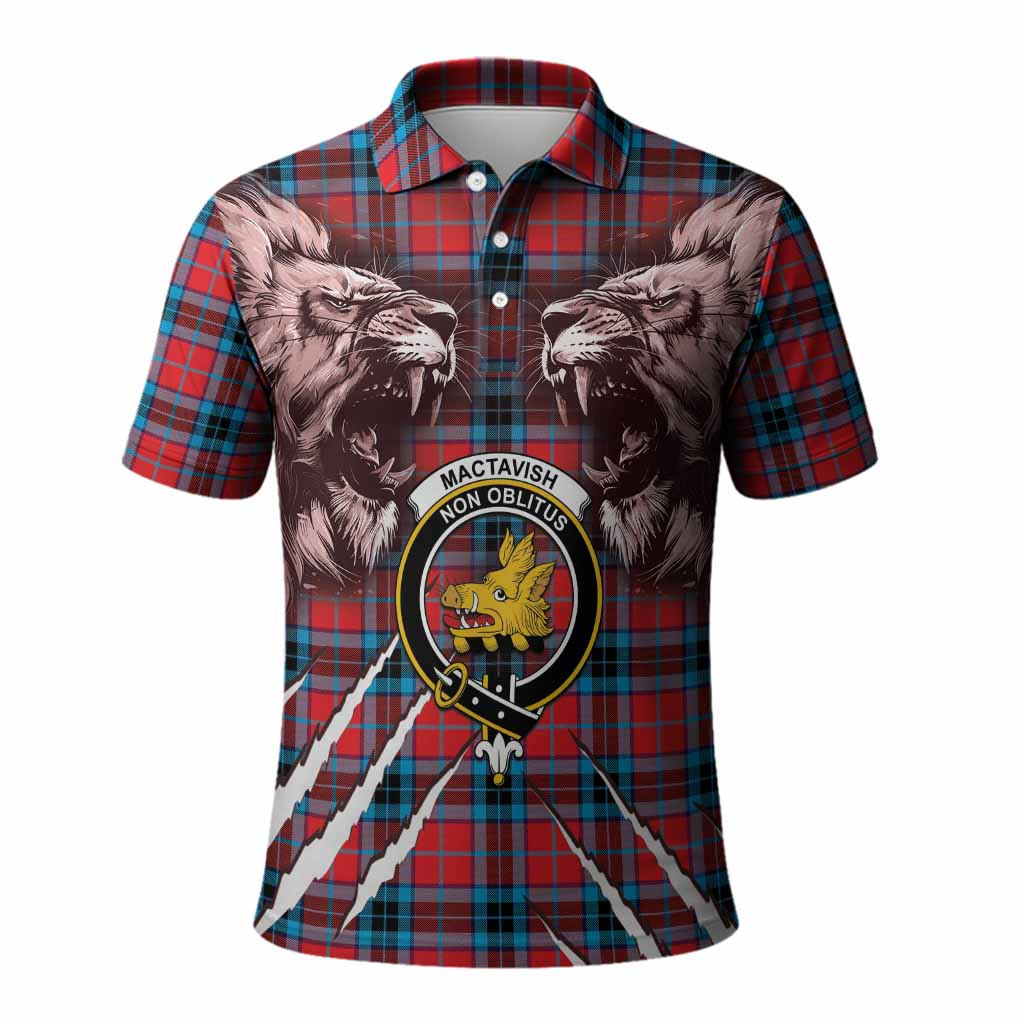 MacTavish (McTavish) Tartan Crest Polo Shirt Ferocious Lion Style