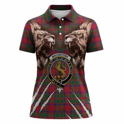 MacKintosh (McKintosh) Tartan Crest Women Polo Shirt Ferocious Lion Style