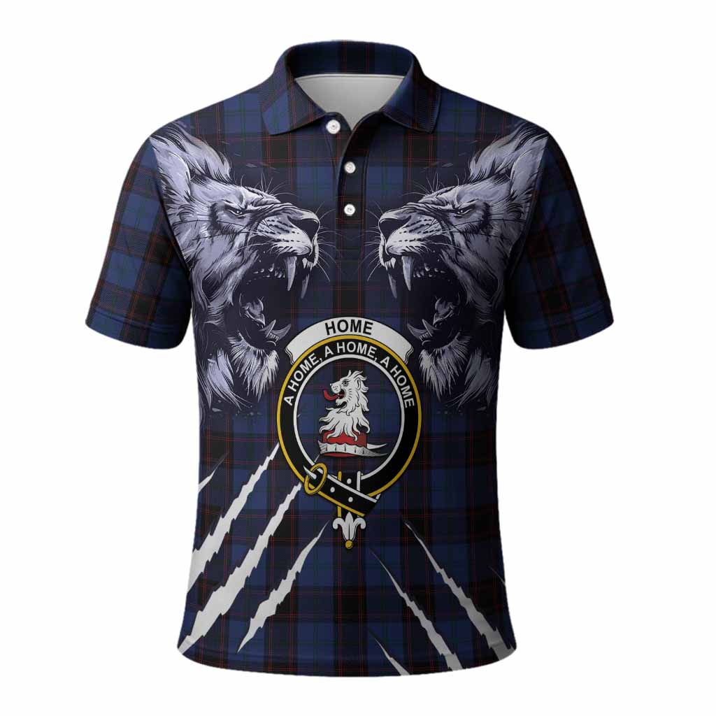 Home (Hume) Tartan Crest Polo Shirt Ferocious Lion Style